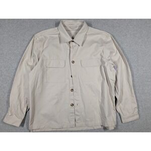 9toFive Men Jacket Large Collegiate Shacket Beige Button Up Chest Pockets